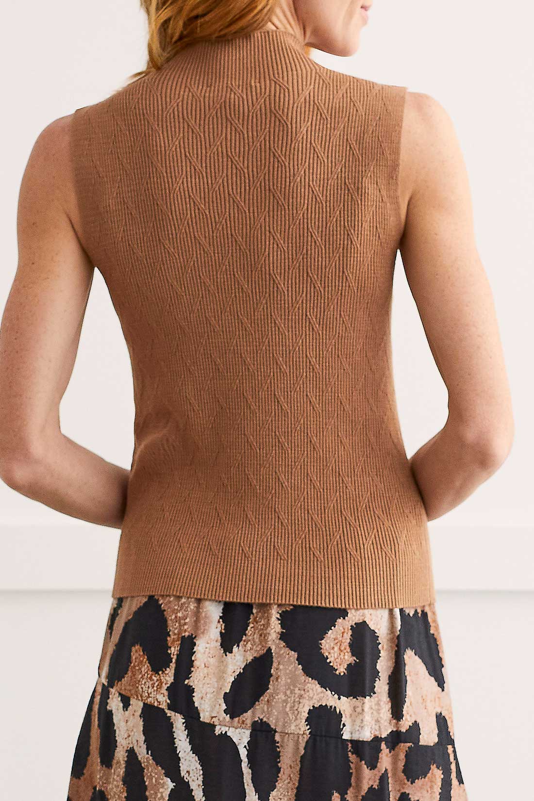 Textured Mock Neck Sleeveless Sweater