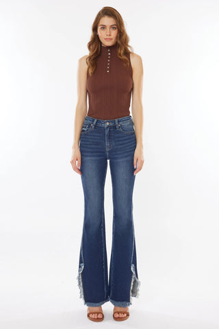 Kancan High Rise Hem Detail Boot Cut Jean