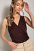 Surplice Knit Tank Bodysuit, Choco Latte