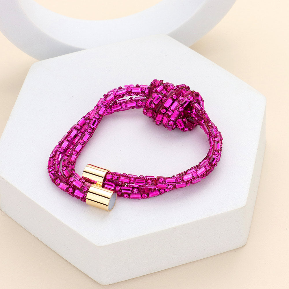 Magnetic Beaded Knot Bracelet, Fuchsia