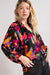 Abstract Floral Tie Front Blouse