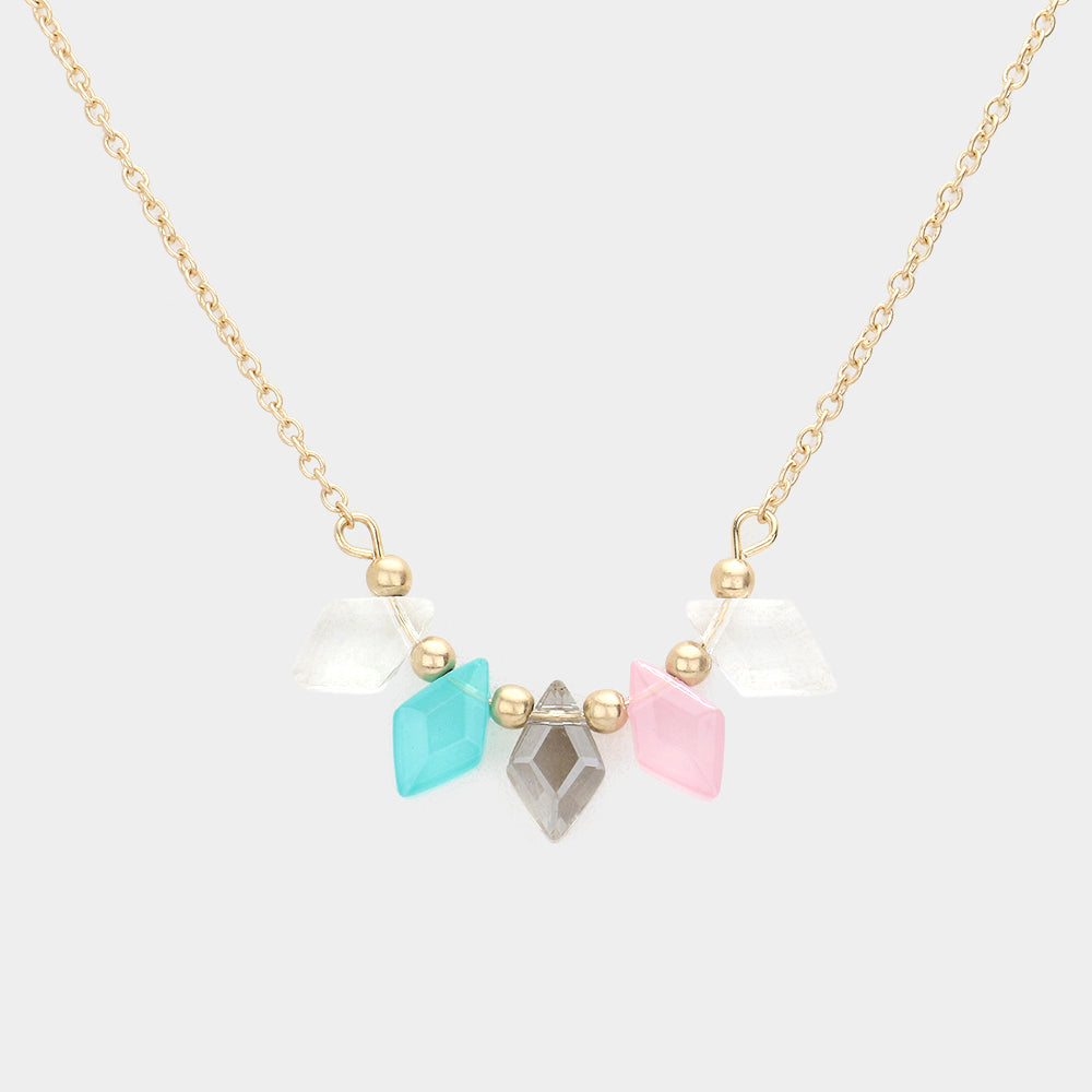 Rhombus Beaded Necklace, Multi