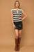 Half Zip Striped Sleeveless Sweater w/ Collar