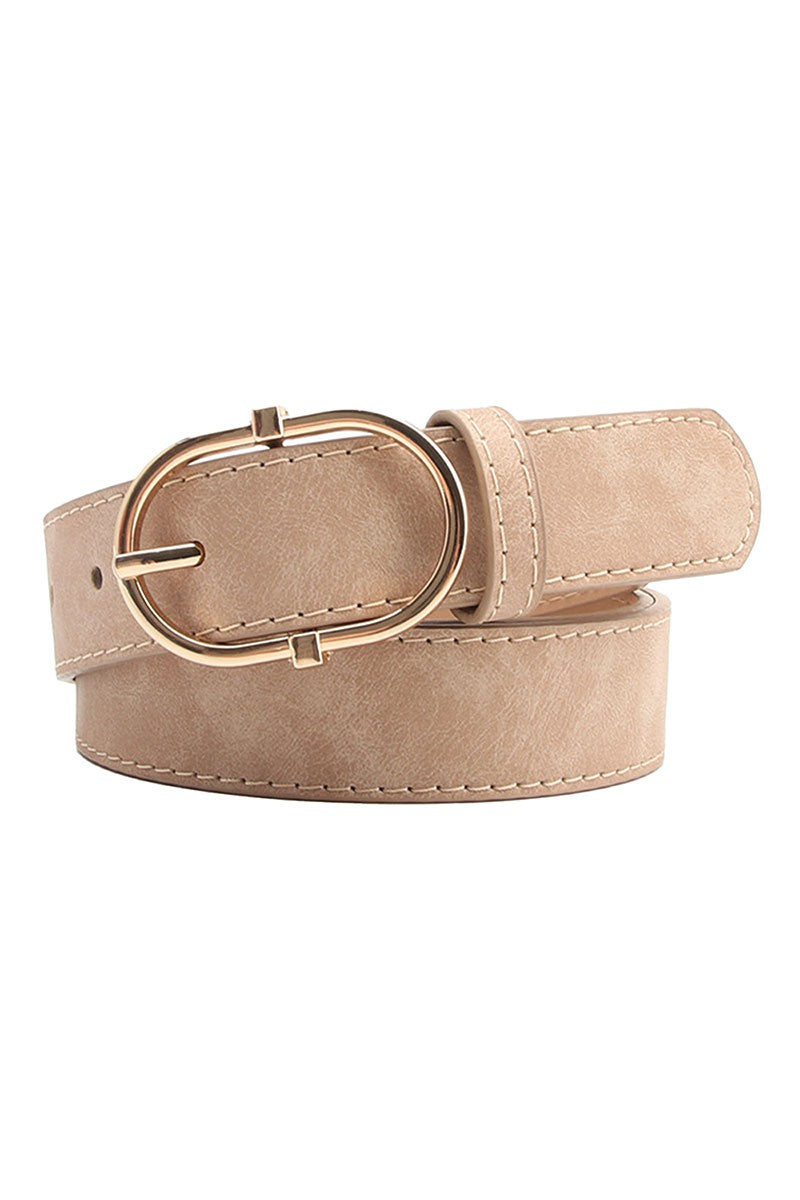Round Buckle Soft Belt, Beige