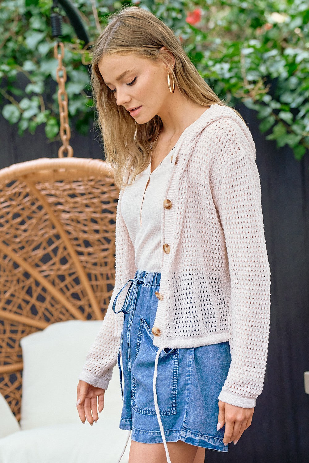 Fisher Net Hoodie Cardigan