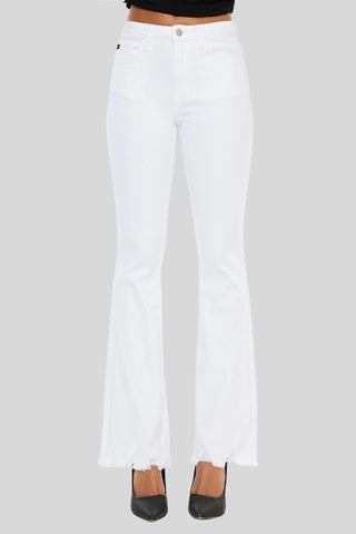 Kan Can Raw Hem Bootcut Jeans White Regular Mid-Rise Jean