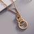 Triple Open Metal Circle Link Pendant Necklace, Gold