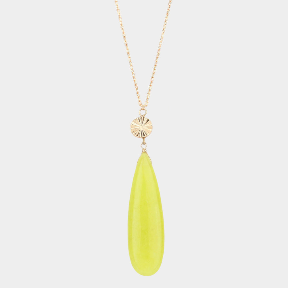 Precious Stone Pendant Necklace, Lime