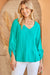 Ruched Sleeve V Neck Blouse