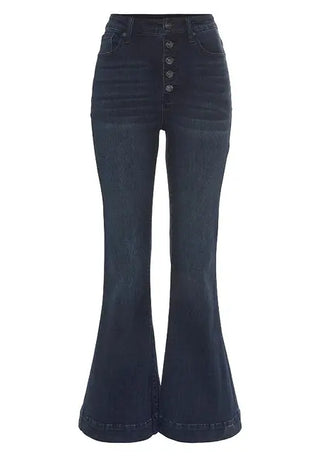 Lascana Women's Flared Button Fly Jeans Dark Blue