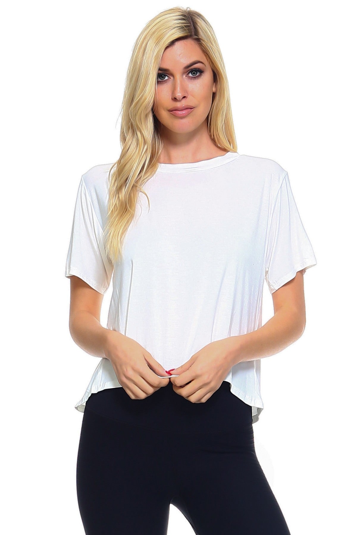 Open Back Scoop Neck Tee, Off White