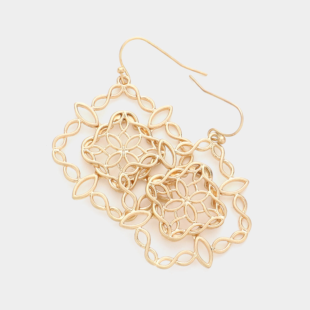 Infinity Detailed Metal Dangle Earring, Gold
