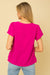 Double Tier Short Sleeve Blouse, Hot Pink