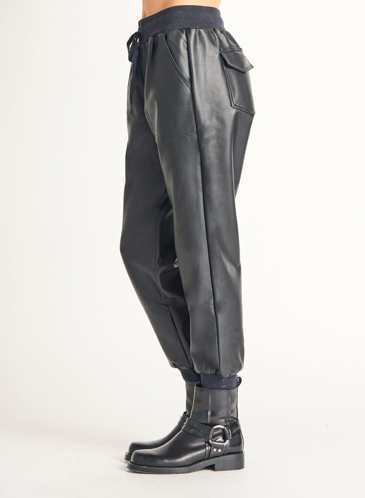 Faux Leather Jogger w/ Drawstrings
