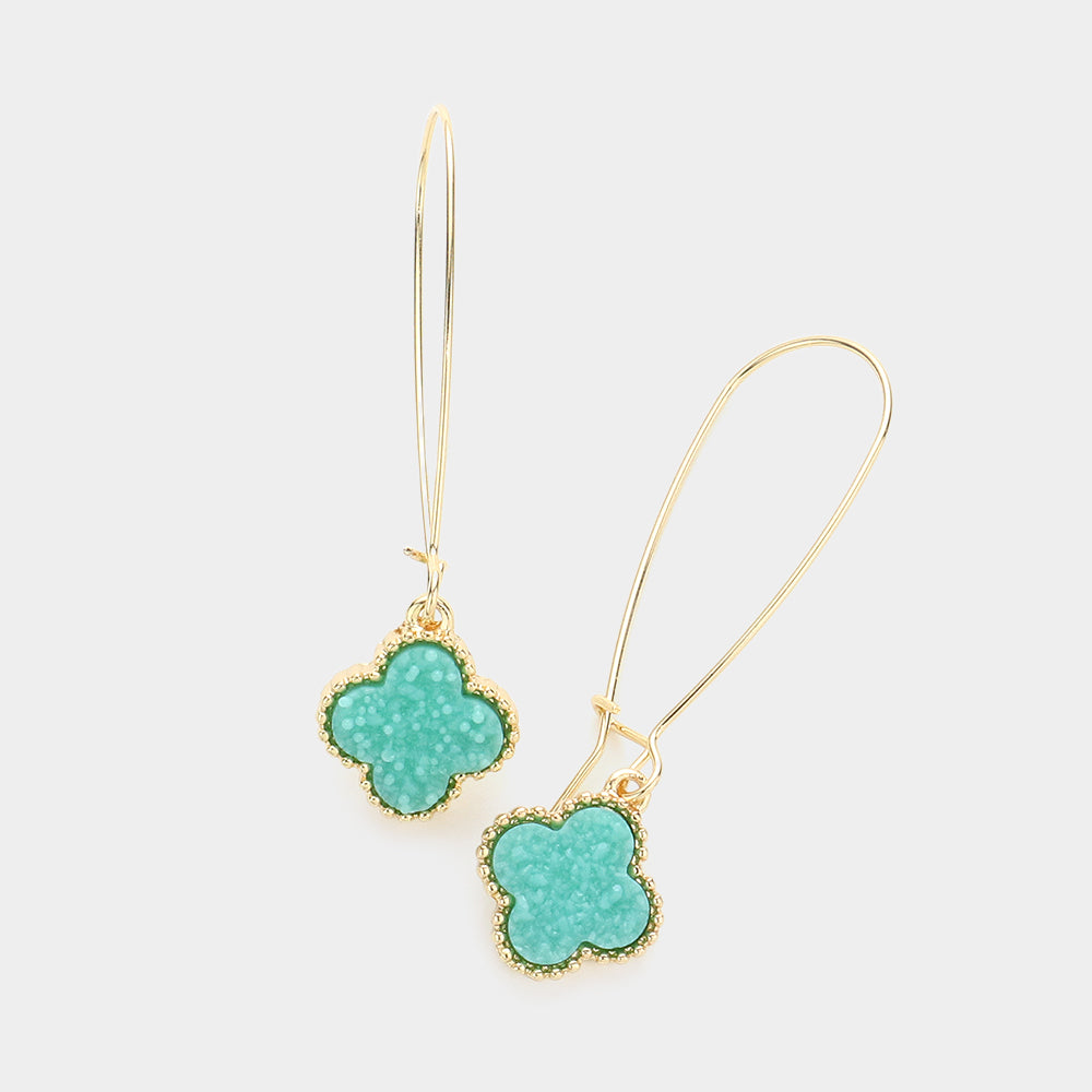 Druzy Quatrefoil Dangle Earring, Turquoise