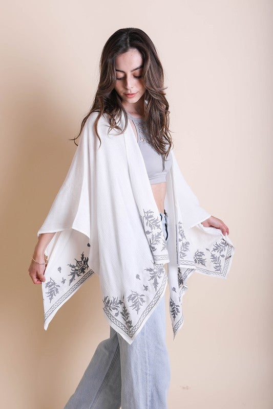 Leaf Garland Embroidered Wrap