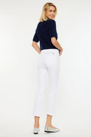 Kancan High Rise White Kick Flare Jeans