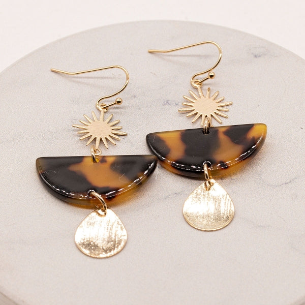 Sun Drop Resin Dangle Earring, Tortoise