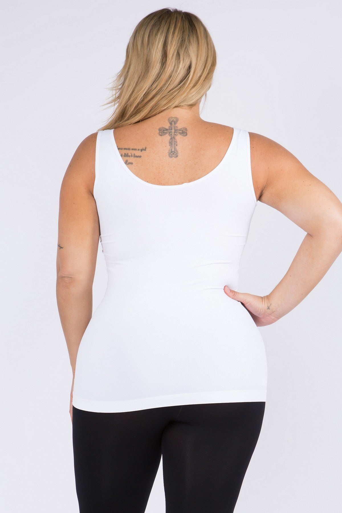 Plus Size Reversible Seamless Tank, White
