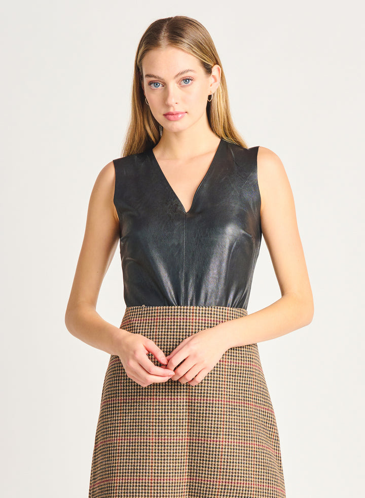 Sleeveless Faux Leather Bodysuit