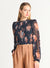 Smocked Floral Chiffon Sleeve Blouse