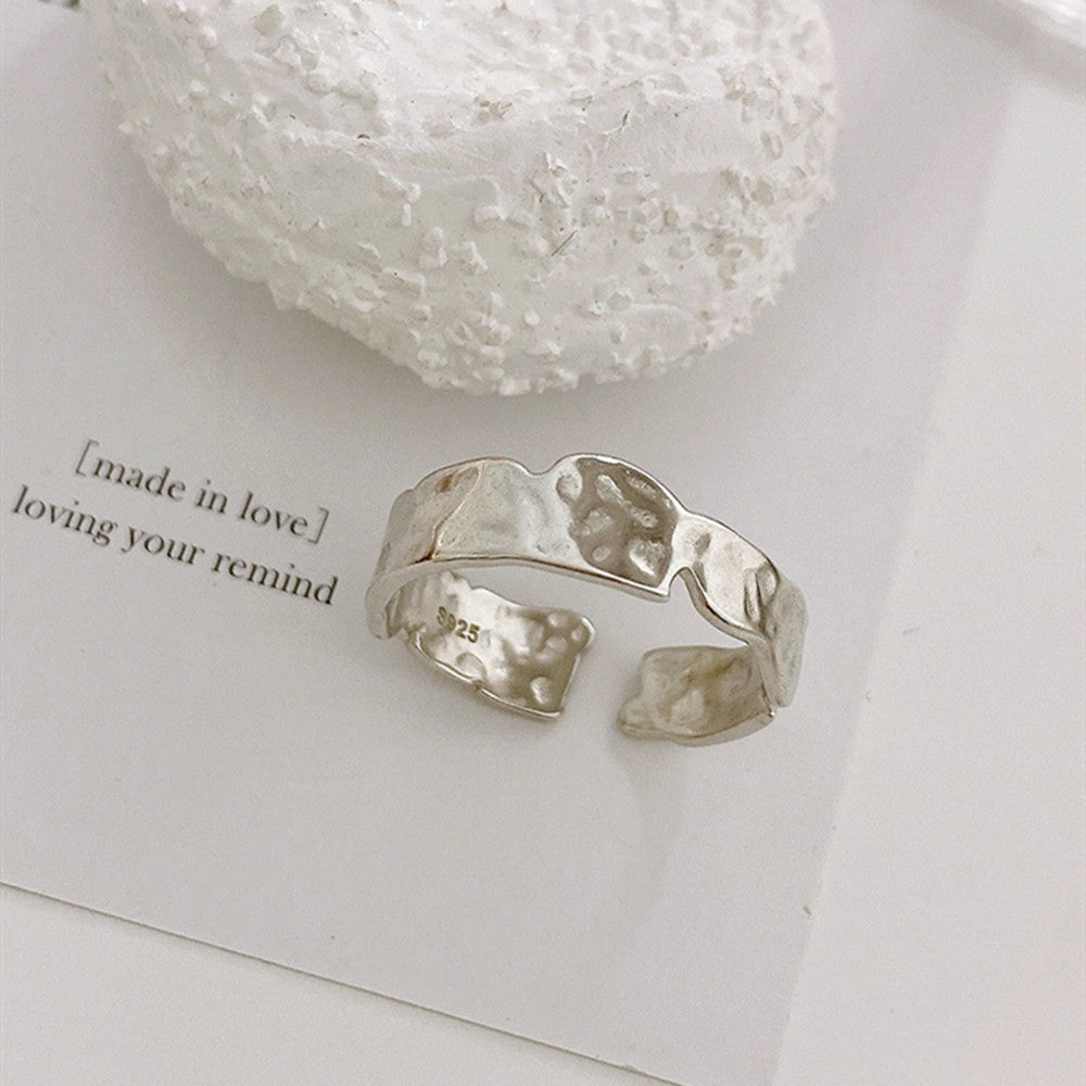 Hammered Sterling Ring, Matte Silver