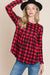 Buffalo Plaid Peplum Long Sleeve Top