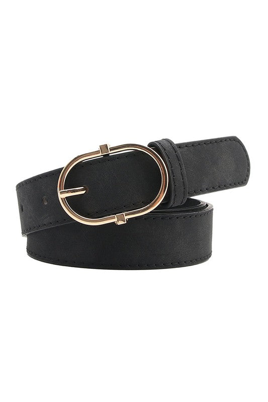 Round Buckle Soft Belt, Black
