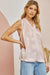 Pleated Satin Sleeveless V Neck Top