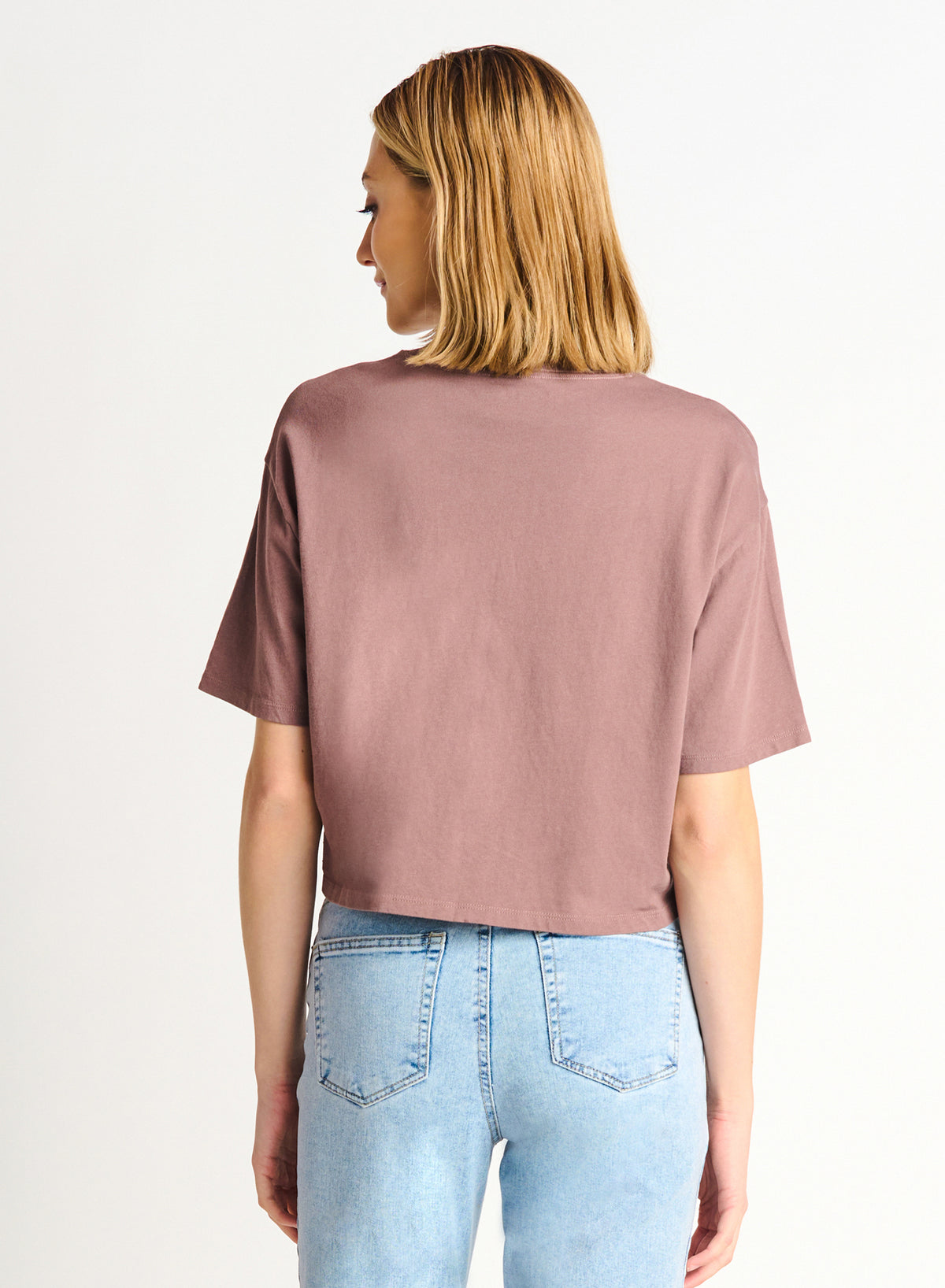 Boxy Short Sleeve Basic Tee, Blush Brown