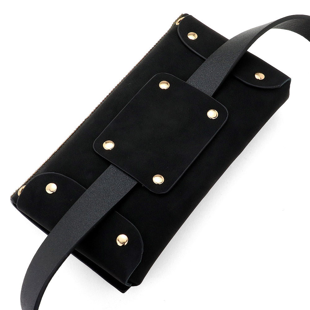 Beaded Lion Belt Bag Crossbody, Black