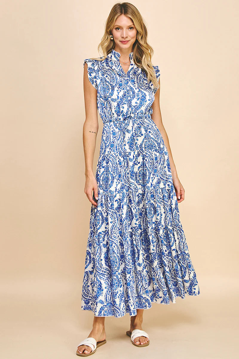 Paisley Maxi Dress, Blue