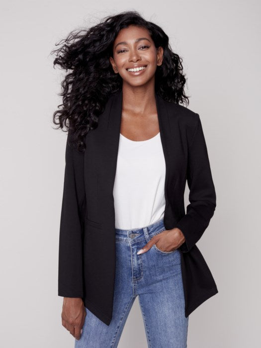 Collarless Ponte Knit Blazer