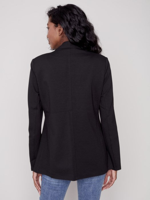 Collarless Ponte Knit Blazer