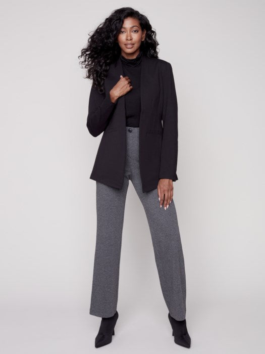 Collarless Ponte Knit Blazer