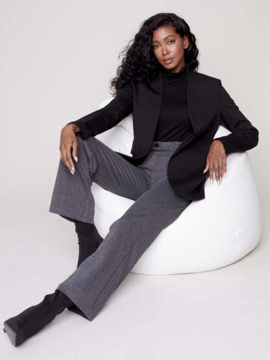 Collarless Ponte Knit Blazer