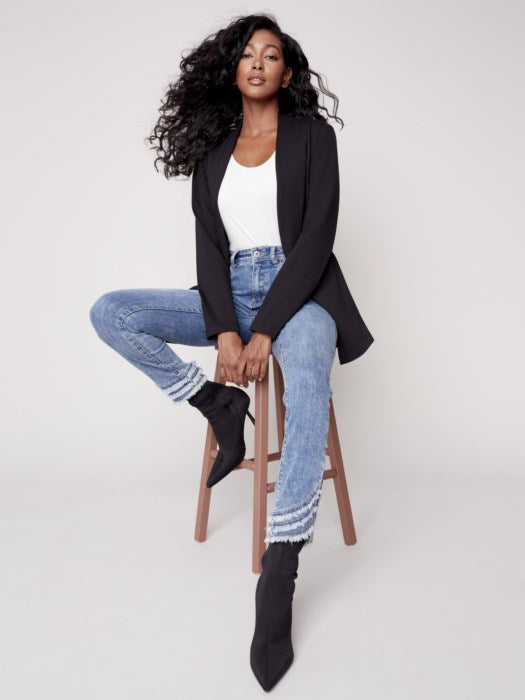 Collarless Ponte Knit Blazer