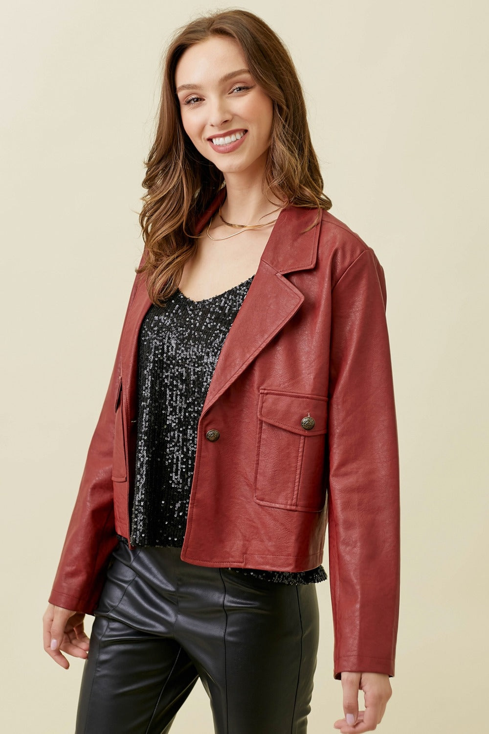 Red Vegan Leather Vest