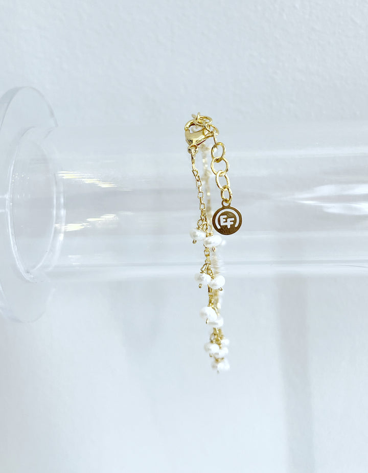 Dainty Pearl Cluster Bracelet, Gold