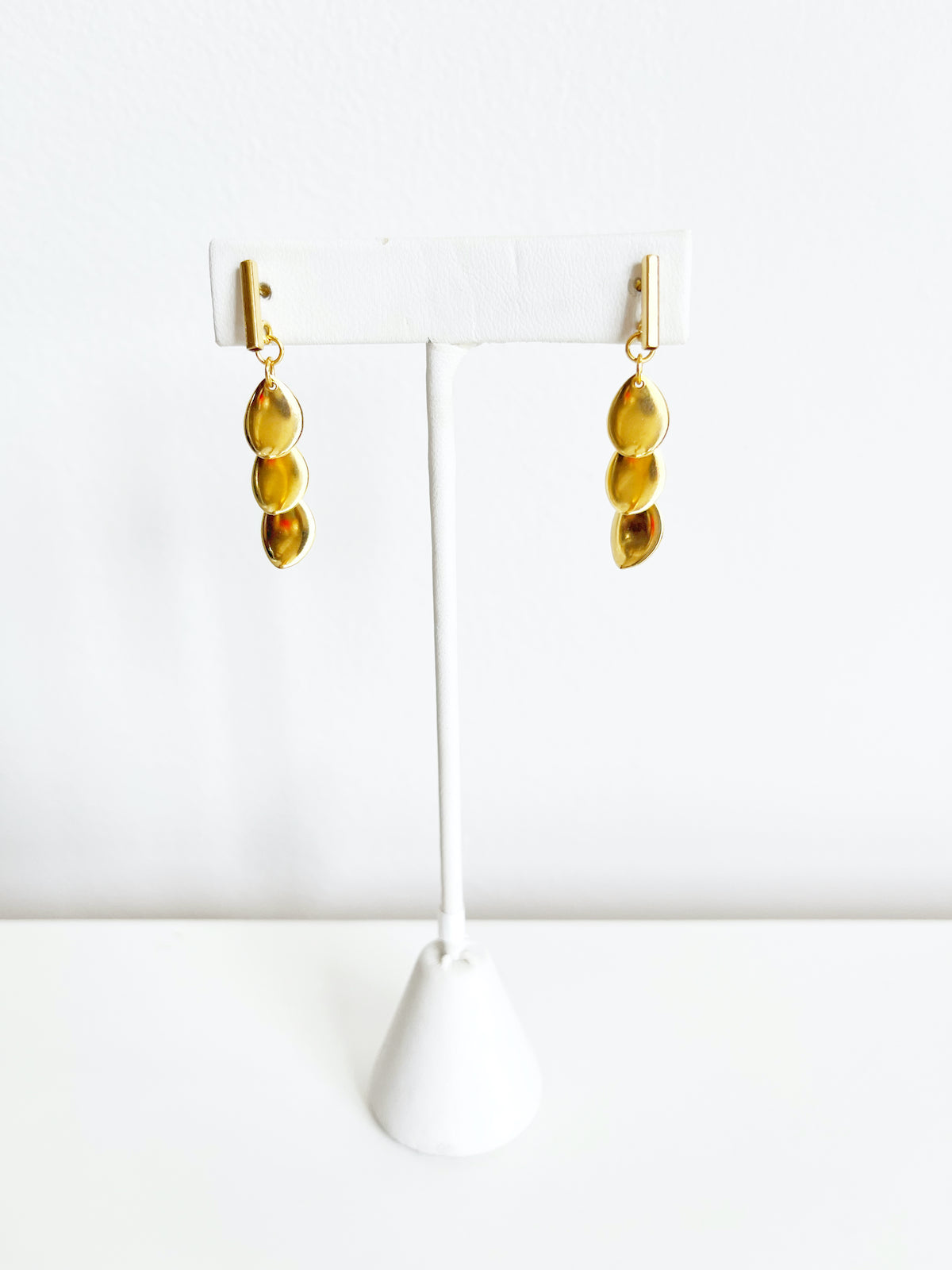 Dainty Tiered Dangle Earrings, 18K Gold