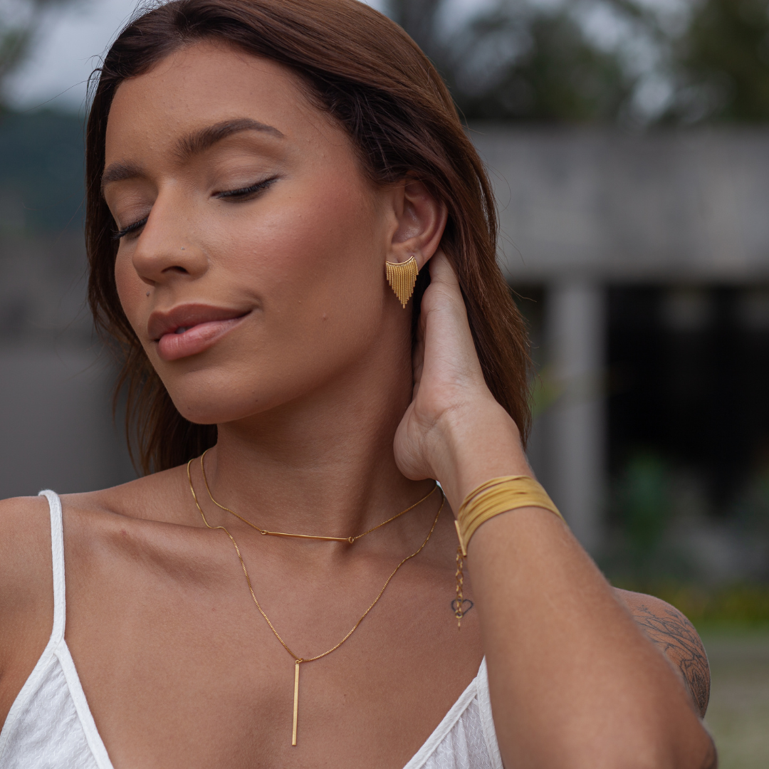 Delicate Fringe Stud Earring, Gold