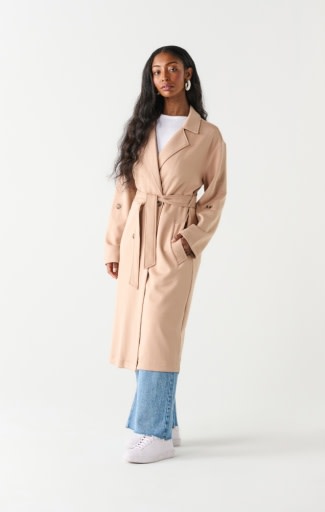 Women's Knit Trench Coat, Taupe