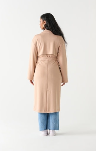Women's Knit Trench Coat, Taupe