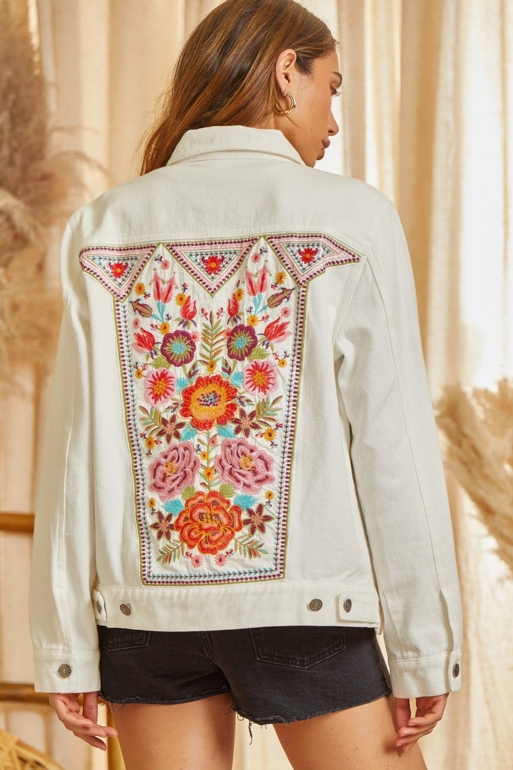 Embroidered Floral Denim Jacket