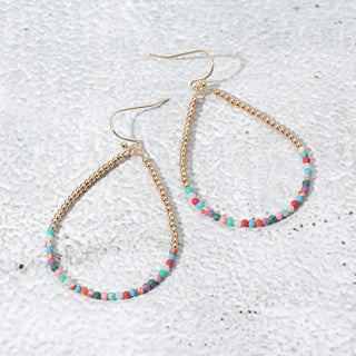Candy and Gold Seed Bead Lightweight Teardrop Earrings