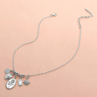 Rose Oval Heart Starburst Charm Beaded Necklace