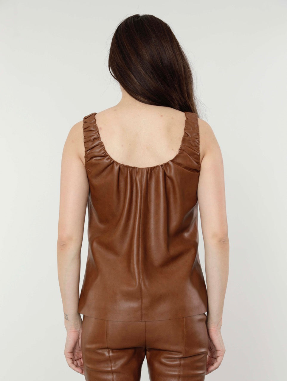 Faux Leather Tank, Brown