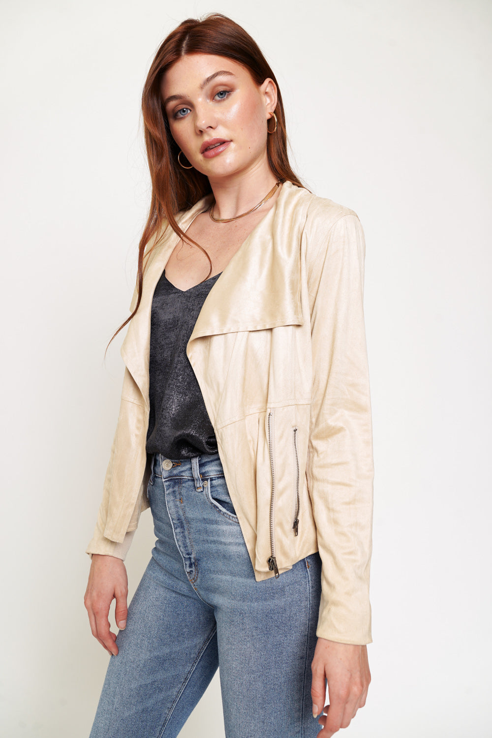 Faux Suede Moto Jacket