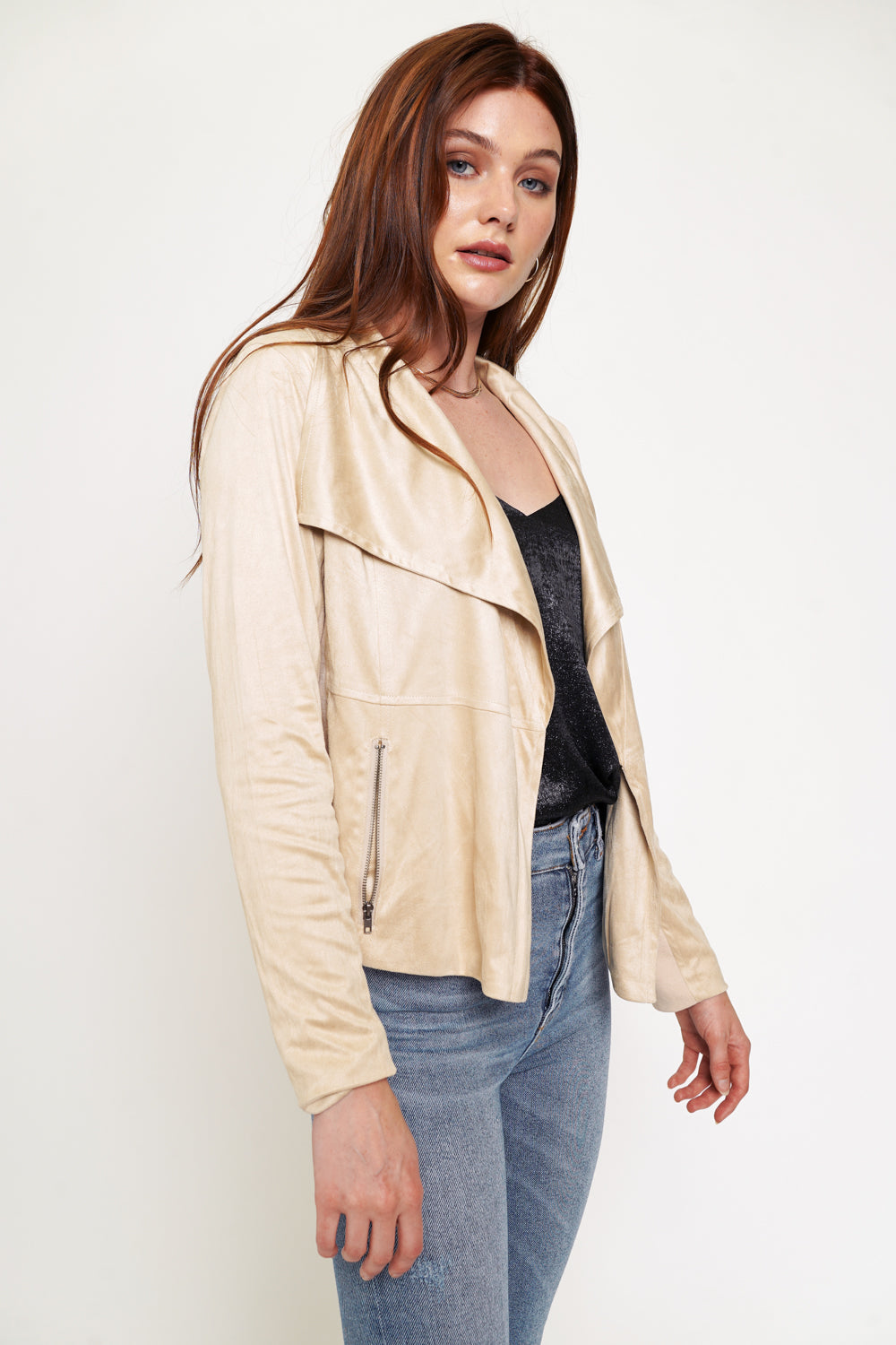 Faux Suede Moto Jacket