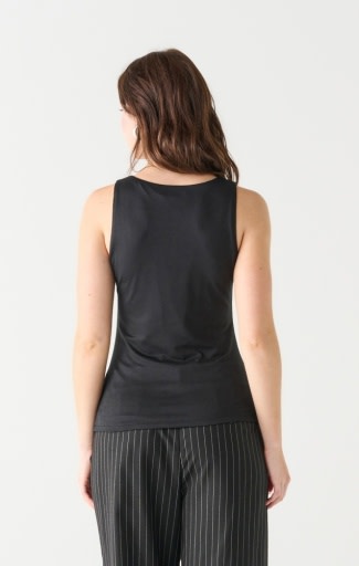Double Lined Square Neck Soft Knit Tank , Black